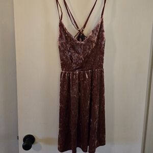 Velvet Strappy Dress in Pink